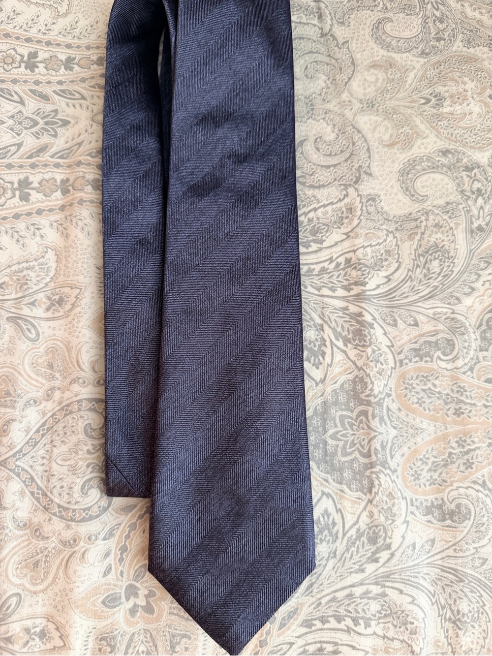 MOSCHINO Classic Solid Navy Herringbone Tie